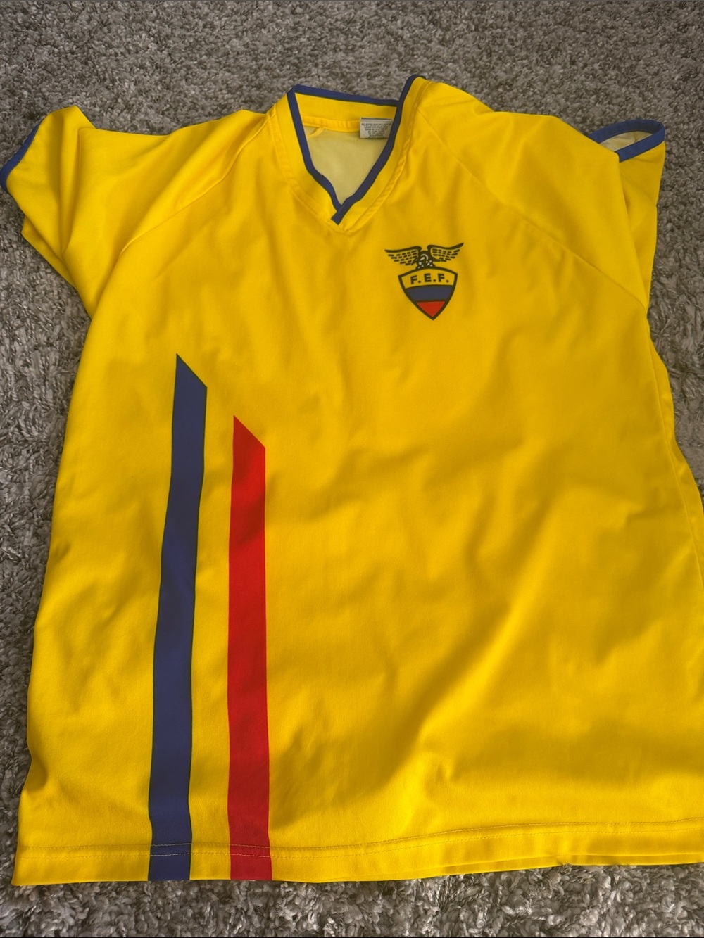 Kids Yellow Soccer Jersey with Tricolor Stripe Colombia team